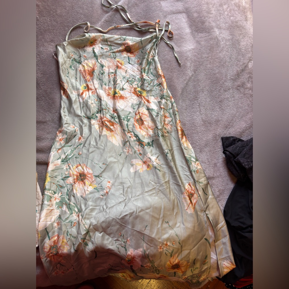 Missguided Gray and Orange Spaghetti Strap Sundress for Weddings